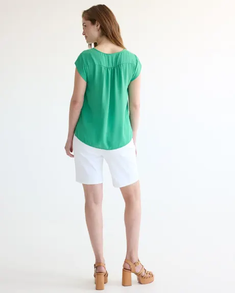 Cap-Sleeve Blouse with Crew Neckline - R Essentials