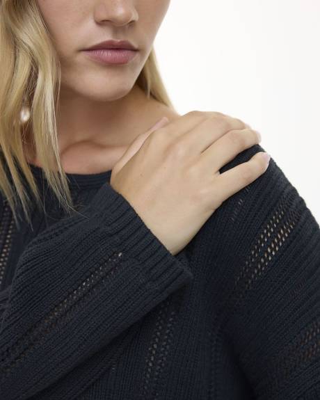 Long-Sleeve Pullover with Open Stitches