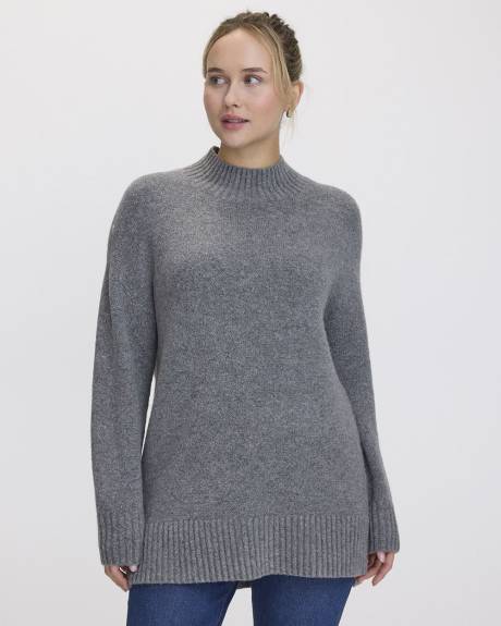 Long-Sleeve Mock-Neck PlushSoft Loose Tunic