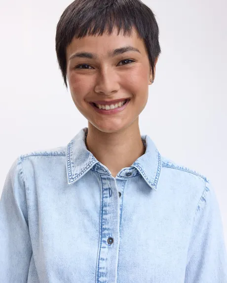 Blouse boutonnée en denim à manches longues