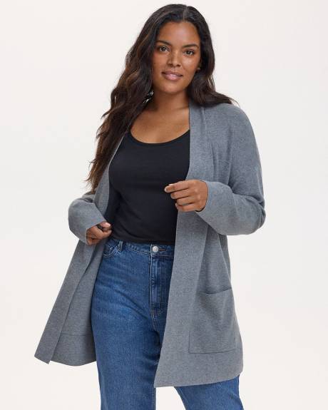 Long-Sleeve Open Cardigan with Pockets