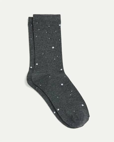 Cotton Crew Socks with White Owl