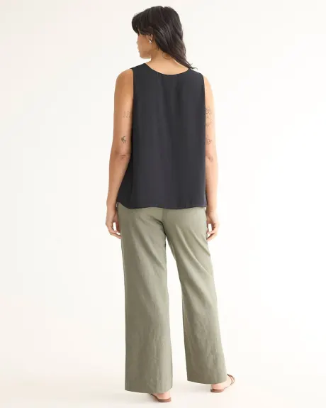 Sleeveless Crew-Neck Crepe Blouse - R Essentials