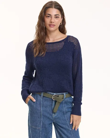 Long-Sleeve Pullover with Open Stitches