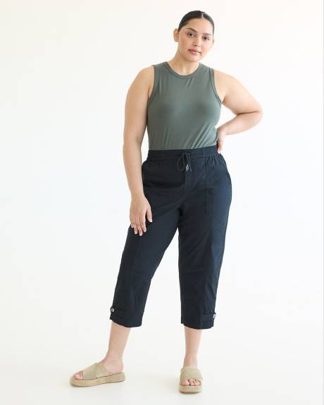 Straight-Leg High-Rise Poplin Capri Pant