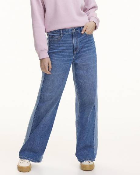 Wide-Leg High-Rise Two-Tone Jean