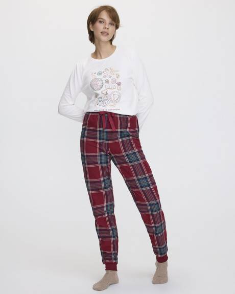 Long-Sleeve Top and Flannel Jogger Pyjama Set