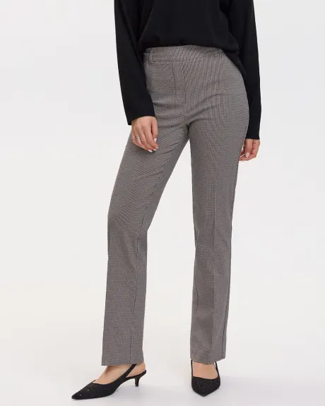 Straight-Leg High-Rise Houndstooth Pants - The Iconic (R) - Petite