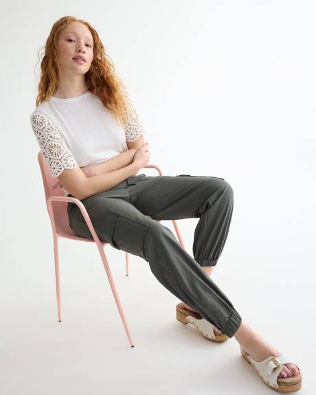 Pantalon jogger en tricot piqué à taille haute - Long