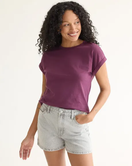 Crew-Neck Tee with Short Dolman Sleeves