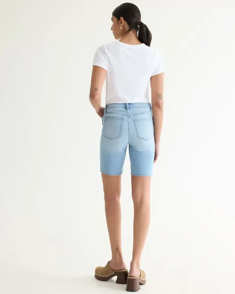 High-Rise Denim Bermuda