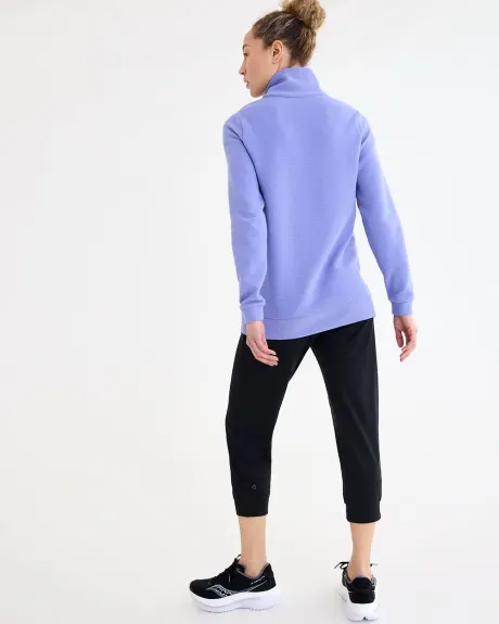 Long-Sleeve Ottoman-Knit Tunic with Half-Zip - Hyba