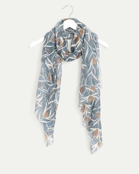 Scarf with Floral Pattern with Dots