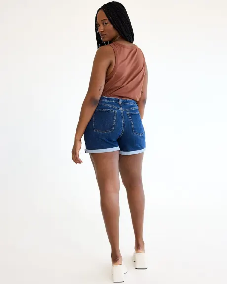 Mid-Rise Denim Shorts with Rolled Hem