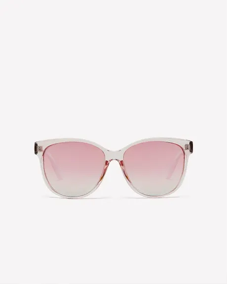 Clear-Framed Sunglasses with Mirrored Lenses