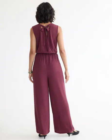 Straight-Leg Sleeveless Jumpsuit with Wrap Back