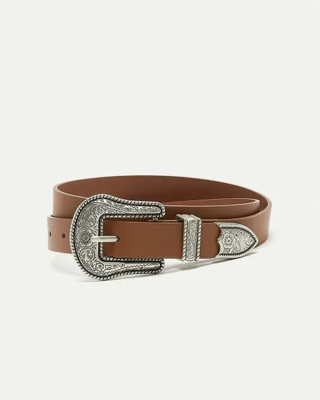 Ceinture en faux cuir avec boucle western