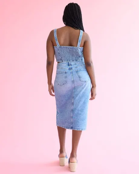 Haut bustier en denim avec encolure en coeur