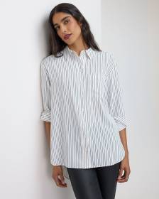 Blouse boutonnée à manches longues avec poche à la poitrine