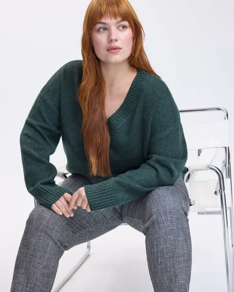 PlushSoft Long-Sleeve V-Neck Sweater