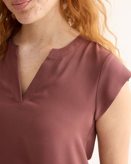 Cap-Sleeve Blouse with Split Neckline - R Essentials