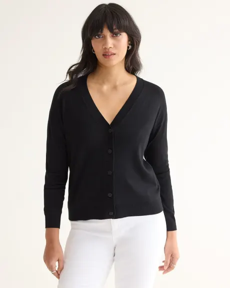 Long-Sleeve V-Neck Cardigan - R Essentials