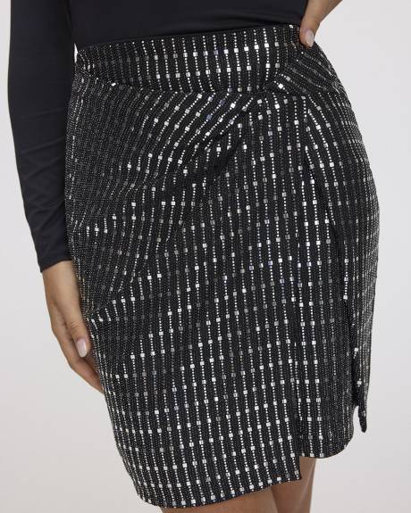 Faux-Wrap Mini Skirt