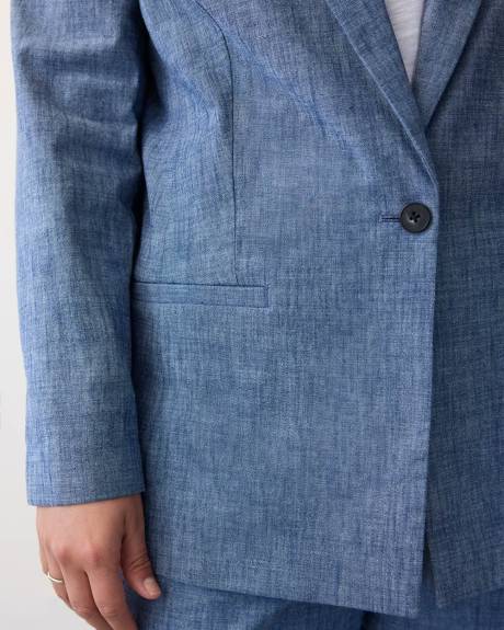 One-Button Closure Chambray Blazer