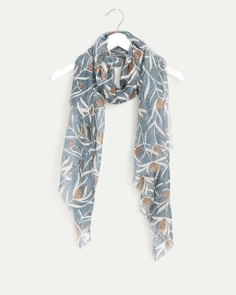 Scarf with Floral Pattern with Dots