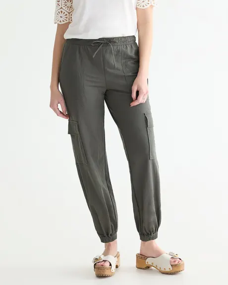 Pantalon jogger en tricot piqué à taille haute - Petite