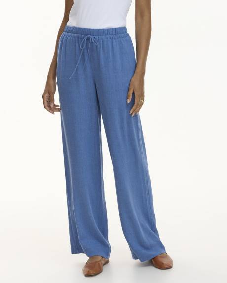 Wide-Leg Linen-Blend Pant