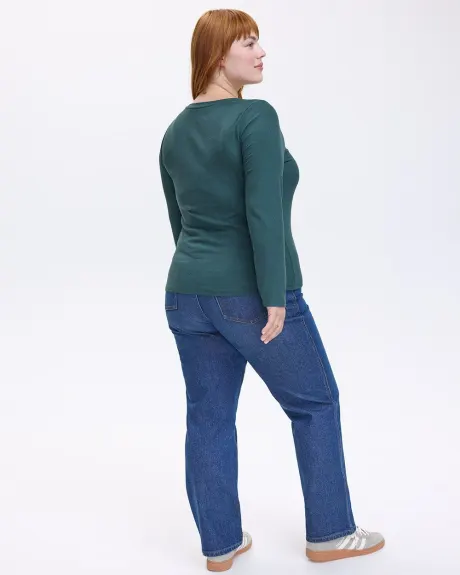 Long-Sleeve Crew-Neck Ribbed Top