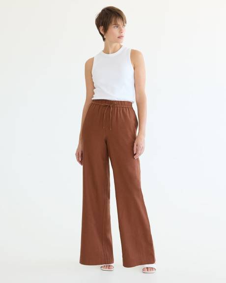 Wide-Leg High-Rise Linen Pant - Petite