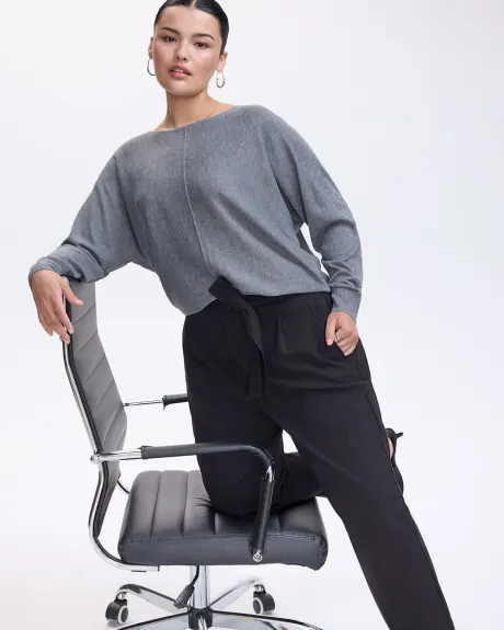 Long-Sleeve Boat-Neck Merino-Blend Sweater