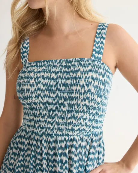 Sleeveless Midi Dress with Smocked Top