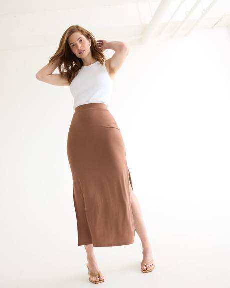 Pull-On Maxi Skirt with Side Slit