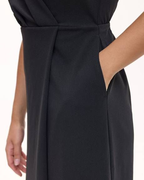 Sleeveless Wrap Dress with Blazer Collar