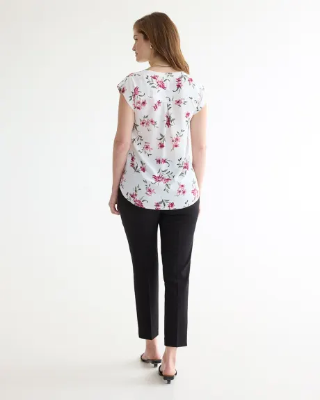 Cap-Sleeve Blouse with Split Neckline - R Essentials