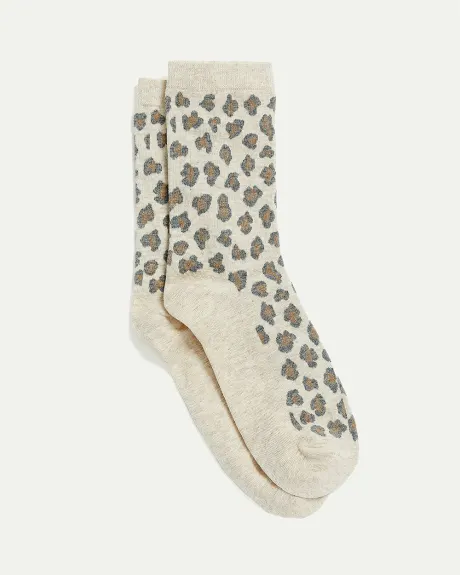 Cotton Socks with Leopard Print