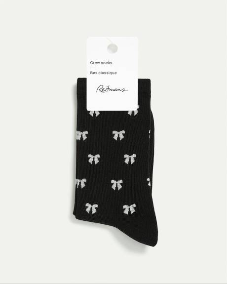 Cotton Crew Socks with Bows