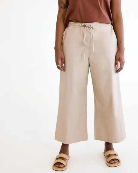 Wide-Leg Cropped High-Rise Poplin Pant