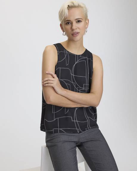 Sleeveless Crew-Neck Crepe Blouse - R Essentials