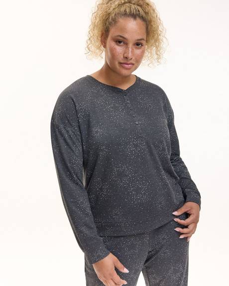 Long-Sleeve French Terry Pyjama Top - R Line