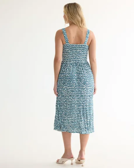 Sleeveless Midi Dress with Smocked Top