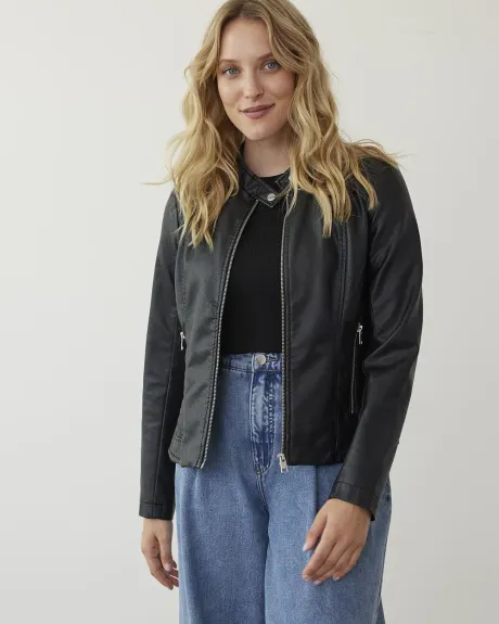 Veste moto en faux cuir