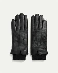 Gants en cuir avec manchettes en tricot