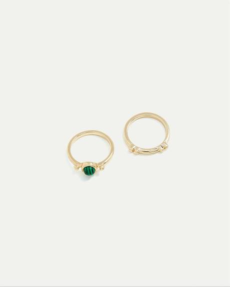 Rings with Malachite - Set of 2