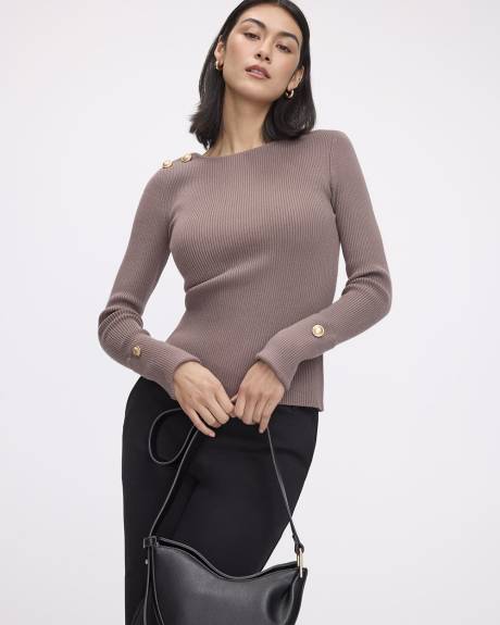 Long-Sleeve Boat-Neck Bodycon Pullover