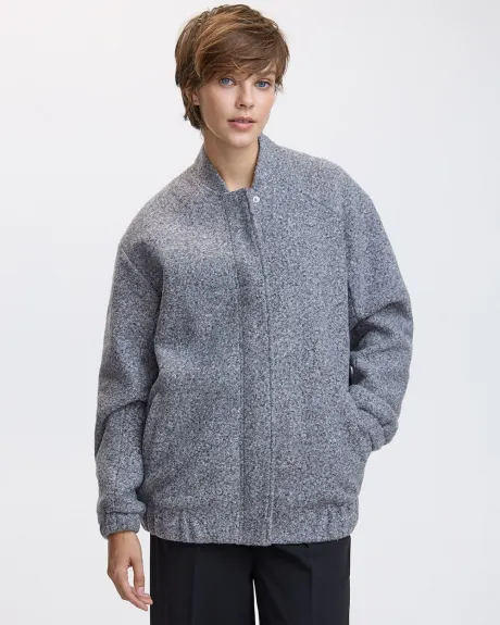 Bouclé-Knit Bomber Jacket