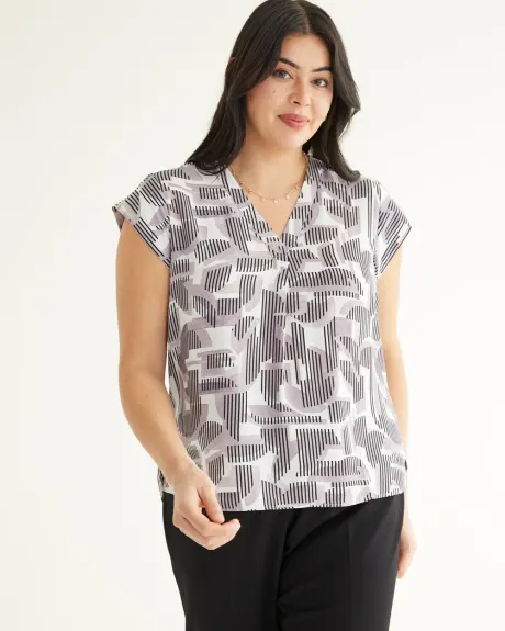 Cap-Sleeve Blouse with V Neckline - R Essentials